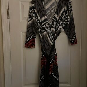 LuLaRoe Black and Red Chevron 3/4 Sleeve Dress